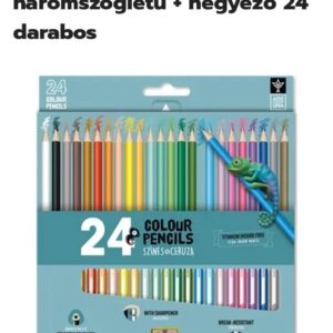 Színes ceruza ARS UNA háromszögletű + hegyező 24 darabos